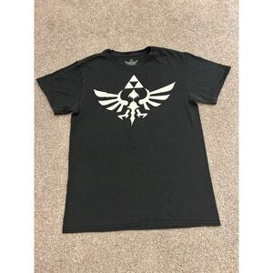 The Legend‎ of Zelda T-Shirt Mens Small Black Excellent Hylian Crest Triforce